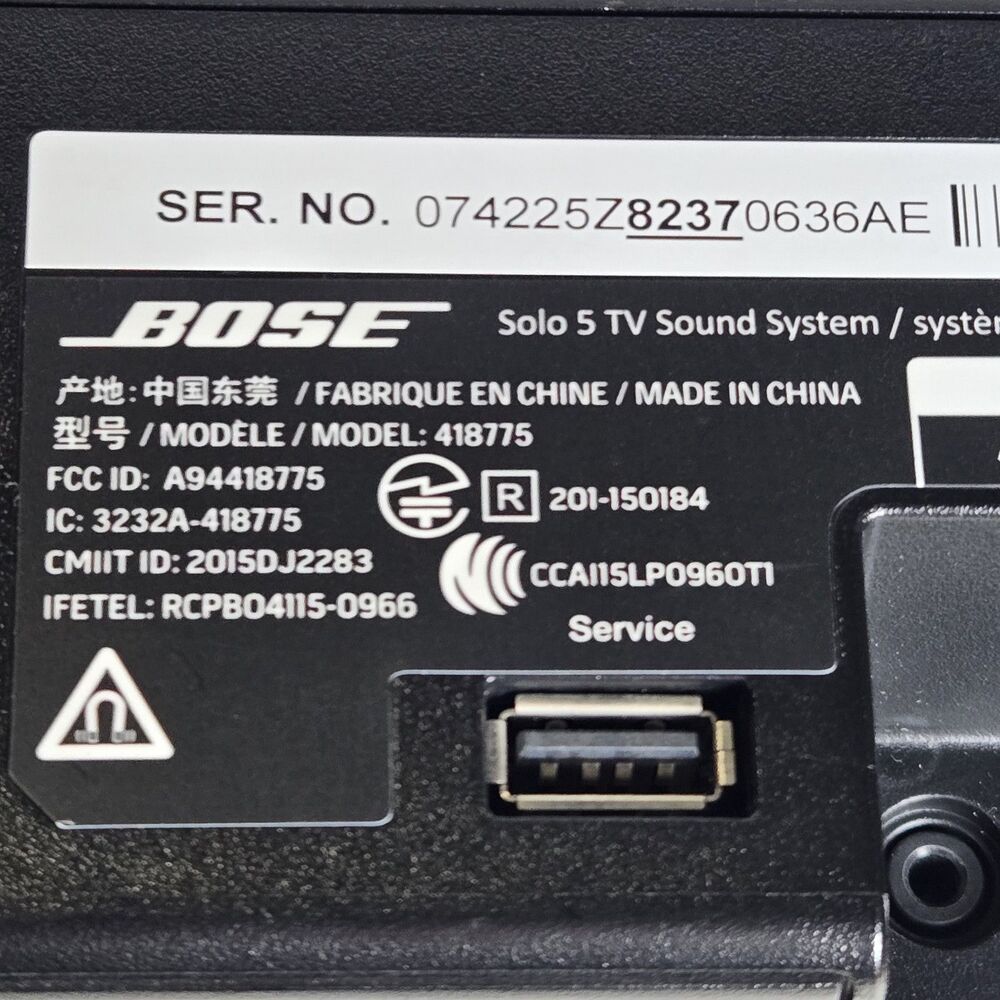 Bose Solo 5 TV 418775 Black Soundbar System Speaker Untested No Remote As Is - Picture 6 of 8